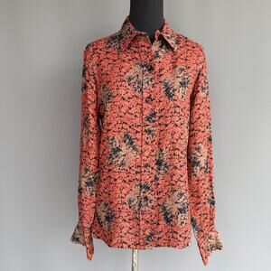 Vintage Fall Themed button up - Ernst Strauss & Schnell Sports - rust - leaves M